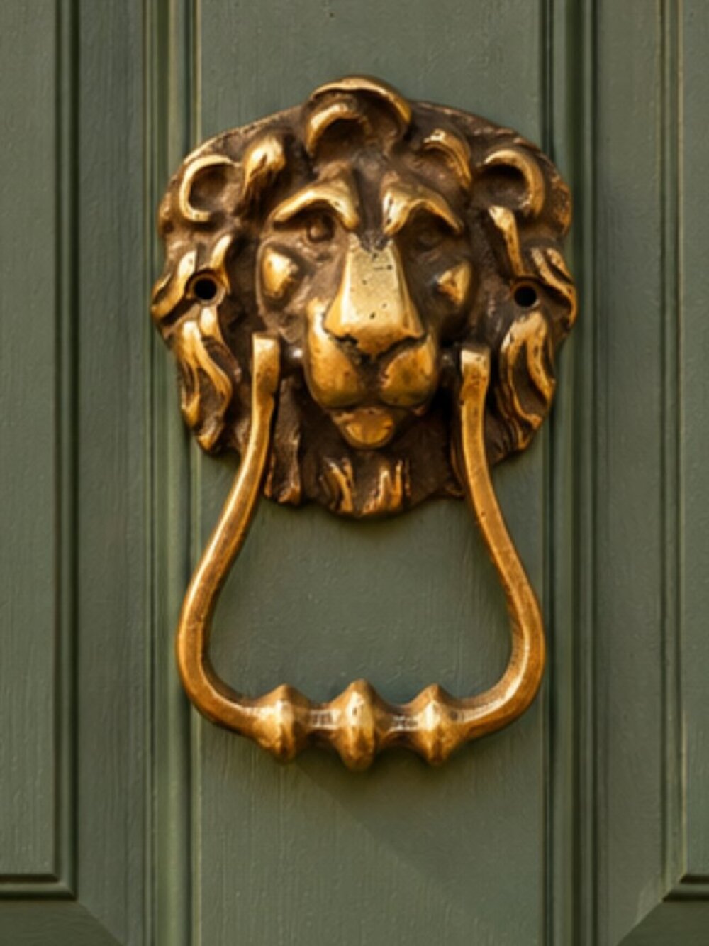 Vintage Solid Brass Lion Head Door Knocker Architectural Salvage 5
